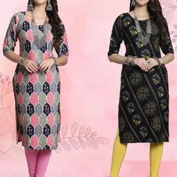 Ethnic basket Women Pack Of 2 Multicoloured Crepe Kurtas-picture-32