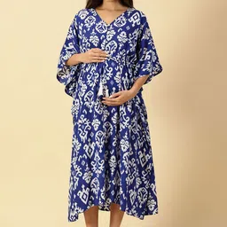 PURPLE FLAUNT Print Kimono Sleeve Maternity Kaftan Midi Dress-picture-17