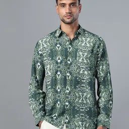 DON VINO India Slim Fit Abstract Printed Spread Collar Cotton Casual Shirt-picture-36
