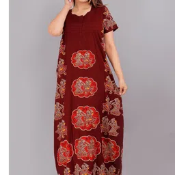 aakarshana Pure Cotton Nighty Nightrdess Maxi Gown For Women image 2