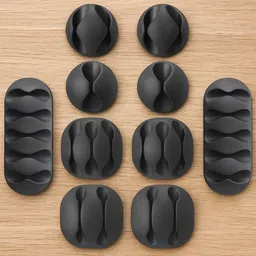 TASKHOUSE Black 10 Pieces Adhesive Silicone Cable Clips Holders-picture-35