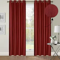 UrbanArts Maroon Set of 2 Room Darkening Door Curtain image 3