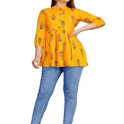 SMIEN Women Yellow Printed Top-picture-34