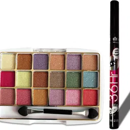 fozzby 18 Color Eyeshadow And Waterproof Super Black Eyeliner High Shimmer And Sparkle image 1