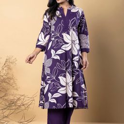 Readiprint Floral Printed Mandarin Collar Cotton A-Line Kurta With Palazzos-picture-42
