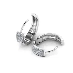 MISS HIGHNESS 925 Sterling Silver Rhodium-Plated CZ Studded Circular Hoop Earrings image 3