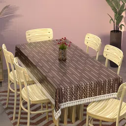 Kuber Industries Cream & Brown Floral Printed Rectangle 6-Seater Table Cover-picture-16