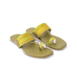 House of Pataudi Verdant Women Leather One Toe Kolhapuri Flats image 5