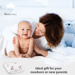 The White Cradle Pink & White Cartoon Characters Printed Cotton 120 TC Fitted Crib Sheet image 4