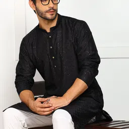 SWAGGINDIA Men Ethnic Motifs Embroidered Thread Work Floral Kurta image 2