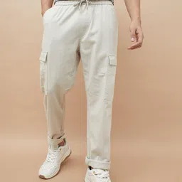 Fame Forever by Lifestyle Men Solid Mid-Rise Regular Fit Cotton Cargos Trousers-picture-39