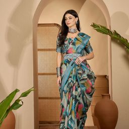 SHADOW & SAINING Floral Zari Fusion Saree-picture-16