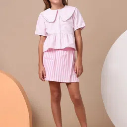 U.S. Polo Assn. Kids Girls Striped Pure Cotton Mini Skorts-picture-42