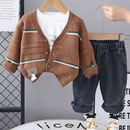 INCLUD Boys Printed Round Neck T-Shirt And Trouser With Cardigan-picture-46