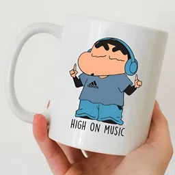 Mr UVD White & Blue Shinchan Printed Ceramic Glossy Mug - 350 ml image 3
