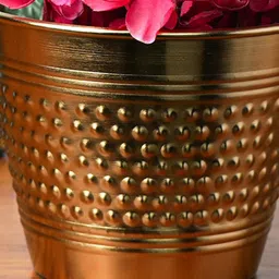 MARKET99 Gold Toned Polka Embossed Planter image 3