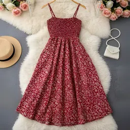 PTVIZE Floral Print Crepe A-Line Midi Dress-picture-36