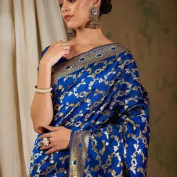 Maroosh Woven Design Zari Silk Blend Banarasi Saree image 5