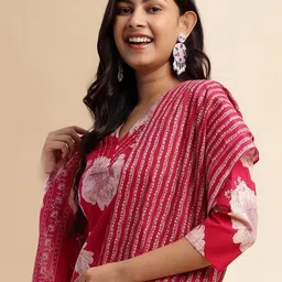 KALINI Pink Pure Cotton Kurta Sets image 1