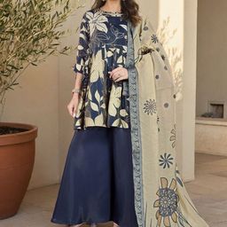 SZN Women Floral Printed Regular Beads and Stones Kurti with Palazzos & Dupatta-picture-33