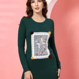 Thirty Threads Women Graphic Printed Woollen Longline Pullover Sweater-picture-28