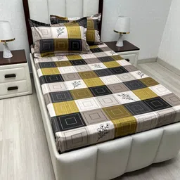 Pure Decor Lounge Fur Brown Printed 330TC Pure Cotton Single Bedsheet Set 1.73m x 2.36m-picture-29