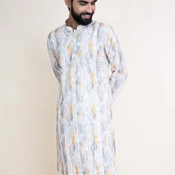 KUNDALI KAKSHAY Men Ethnic Motifs Embroidered Kurta image 3