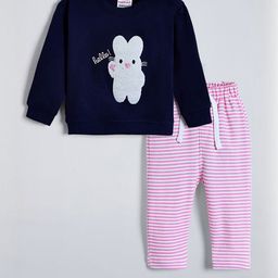 Hopscotch Boys Striped Pure Cotton T-shirt with Trousers-picture-46