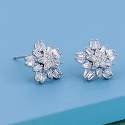 Kushal's Fashion Jewellery Rhodium-Plated Star Shaped Zircon Studs Earrings-picture-24