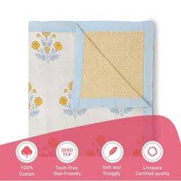 LIVSPACE Yellow & Cream-Coloured Floral AC Room 110 GSM Dohar image 5