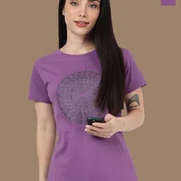 Kryptic Women Pack Of 2 Printed Slim Fit Pure Cotton Lounge T-shirts-picture-21