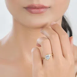 Ornate Jewels 925 Sterling Silver 18KT Gold-Plated AD-Studded Solitaire Finger Ring-picture-15
