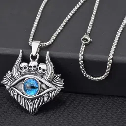 The Roadster Lifestyle Co. Men Rhodium-Plated Artificial Stones Studded Pendant-picture-23