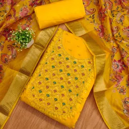 KALINI Floral Embroidered Unstitched Dress Material-picture-35