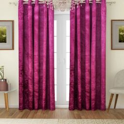 romee Pink Velvet Solid 7FT Light Filtering Eyelet Door Curtains (Pack of 2)-picture-31