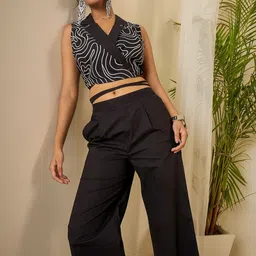 WineRed Embroidered Pure Cotton Top With Trousers Co-Ords image 3