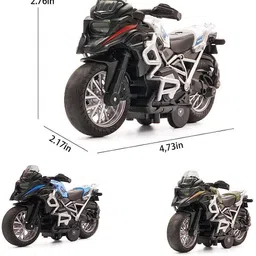 pezyox Motorcycle Toy Bike Scale Model Pull Back Vehicles with Lights & Sound for kids image 5