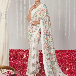 CATCHY FOREVER Floral Printed Embellished Designer Saree-picture-32