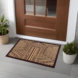Kuber Industries Brown & Grey 4 Pieces Chevron Printed Anti-Skid Doormats image 2