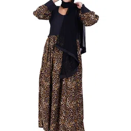 Modest Materna Women Animal Print Maternity Fit and Flare Maxi Dress image 2