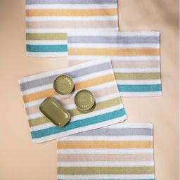 FREEDOM TREE Orange & White 4 Pieces Striped Cotton Table Placemats-picture-0