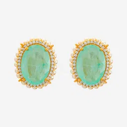 Kushal's Fashion Jewellery Gold Plated Zircon Studded Circular Studs image 3