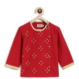 Tiber Taber Boys Floral Embroidered Regular Pure Cotton Kurta With Dhoti Pants image 1