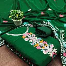 SAINOOR Floral Embroidered Silk Georgette Unstitched Dress Material-picture-44