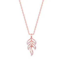 GIVA 925 Sterling Silver Rose Gold-Plated Stone Studded Komal Pankh Pendant with Chain image 2