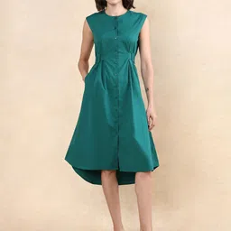 RAREISM Women Round Neck Cotton A-Line Dress-image-76