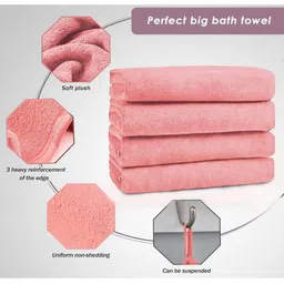 MAXOSHINE Pink 350 GSM Microfiber Bath Towel image 2