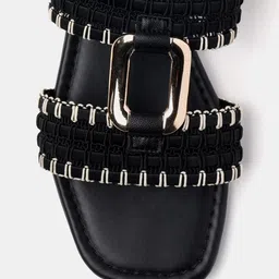 R&B Women Black Casual Open Toe Flats image 2