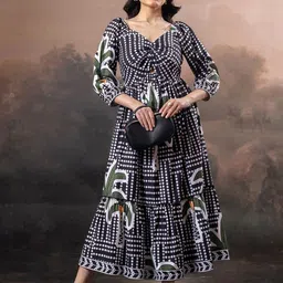 Amarasha Polka Dot Print Crepe Fit & Flare Midi Dress-picture-30