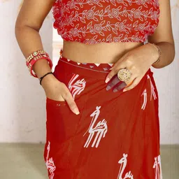 Anouk Ready to Wear Printed Pure Cotton Saree with Pocket image 5